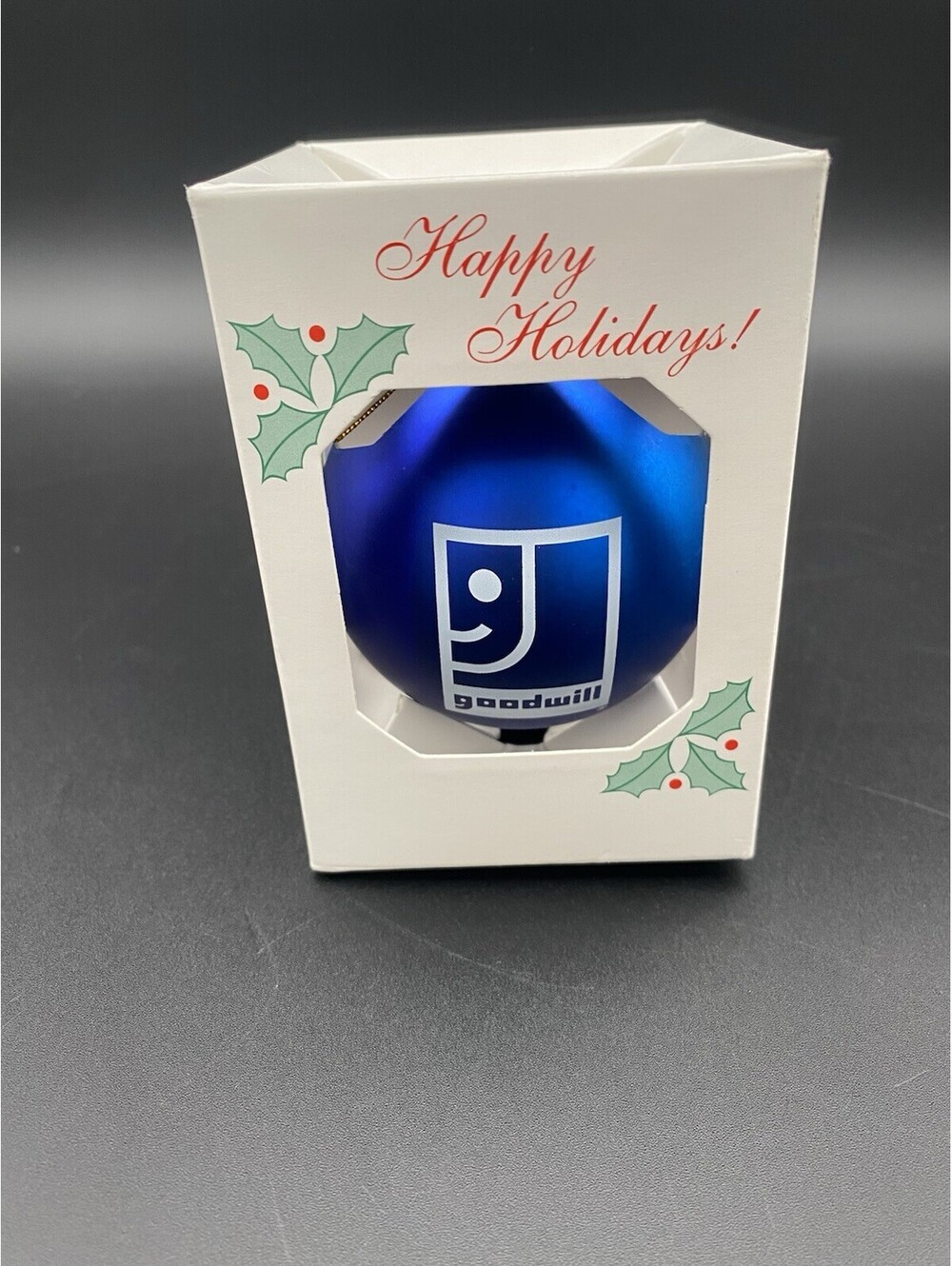 Happy Holidays! Blue Goodwill Ball Christmas Ornament
